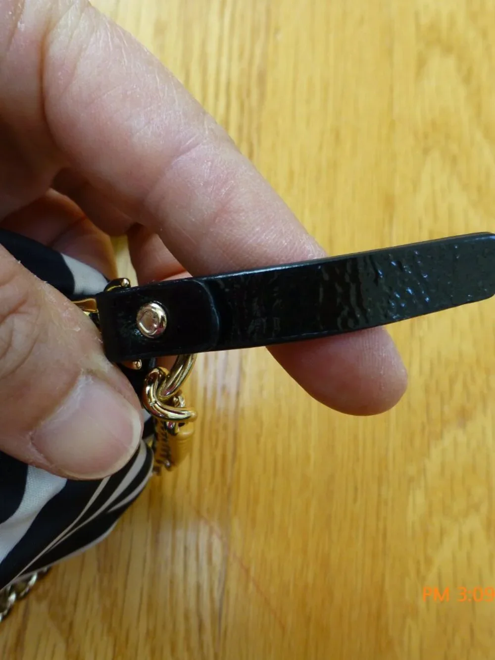 Kate Spade Black White Stripe Satin Crossbody Bag Silver Chain Strap Purse
